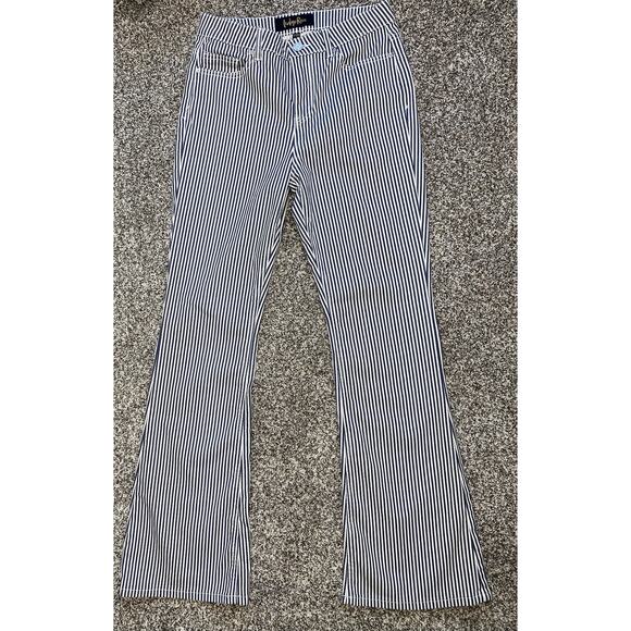 Indigo Rein Jeans Womens Size 9 Blue White Stripe Casual Flare Bell Bottom Pants - Picture 1 of 8